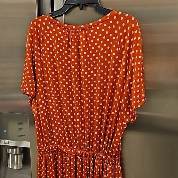 💕STINE GOYA💕 Caitlin Midi Dress ~ Rust Orange Polka Dot Print Medium - Picture 15 of 16